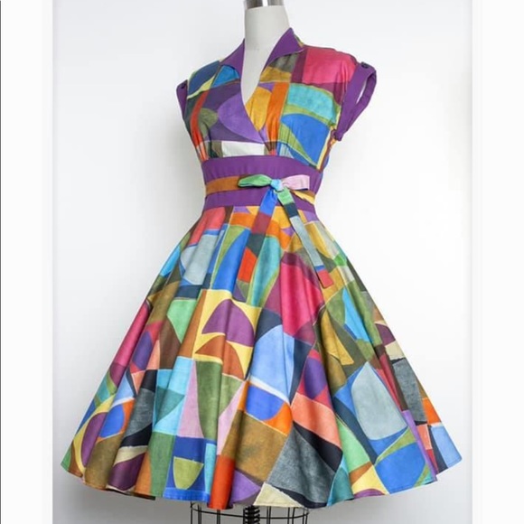 Modcloth Dresses & Skirts - Heart of Haute Kim Palette Rainbow Pinup Dress